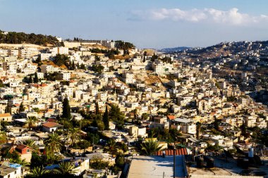Kudüs ve Kaya Kubbesi 'nin manzarası Zeytin Dağı, İsrail, Ortadoğu' dan