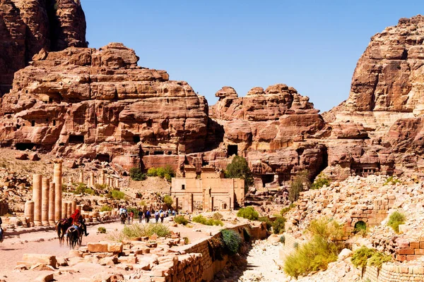 Petra Turist Komplex Antika Staden Populära Resmål Och Landmärke Jordanien — Stockfoto