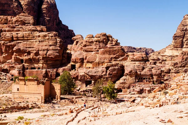 Petra Turist Komplex Antika Staden Populära Resmål Och Landmärke Jordanien — Stockfoto