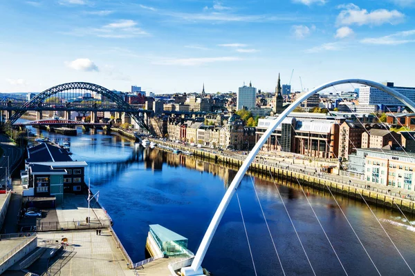 Classic View Iconic Tyne Bridge Spanning River Tyne Newcastle Gateshead — Stock Photo, Image