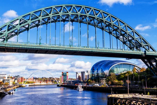 Vista Clásica Del Icónico Puente Tyne Que Cruza Río Tyne — Foto de Stock