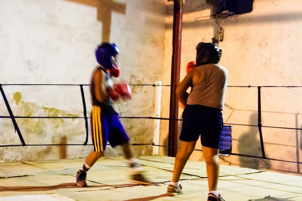 Habana Cuba Noviembre 2017 Dos Chicos Entrenan Ring Aire Libre —  Fotos de Stock