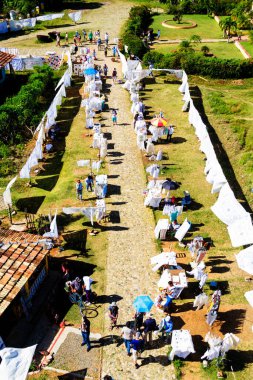 Valley de los Ingenios, Küba - 24 Kasım 2017: Sugar Mill Valley, UNESO Dünya Mirası Bölgesi Trinidad, Küba. Ünlü turistik mekan. Kulenin tepesinden bak.