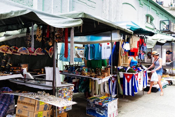 Habana Cuba Noviembre 2017 Paradas Souvenirs Mercado Del Centro Habana —  Fotos de Stock