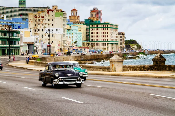 Havana Kuba November 2017 Alte Oldtimer Fahren Stau Auf Der — Stockfoto