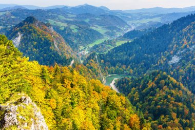 Polonya 'nın Pieniny dağlarındaki Sokolica zirvesinden görüntü