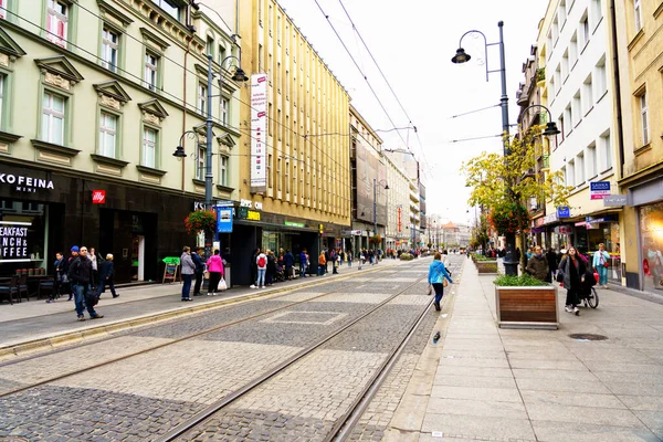 Katowice Polen Lgo 2018 Maja Straat Katowice Polen Gebouw Van — Stockfoto