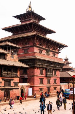 KATHMANDU, NEPAL - 23, 2018: Patan Durbar Meydanı. Katmandu 'nun üç kraliyet şehrinden biridir ve turistler için çok popüler bir yerdir.