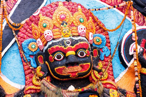 Estatua Santuario Kal Bhairav Plaza Katmandú Durbar Patrimonio Humanidad Por —  Fotos de Stock