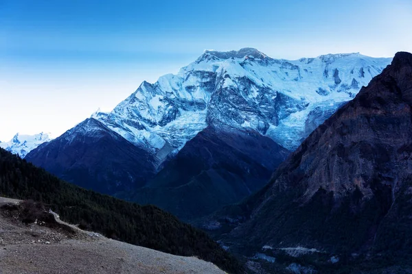 Panoramablick Auf Eine Beliebte Touristenroute Nepal Den Annapurna Circuit Trail — Stockfoto