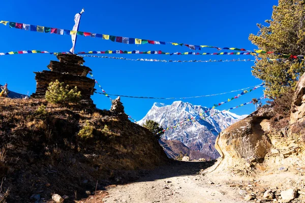 Panoramiczne Widoki Popularny Szlak Turystyczny Nepalu Annapurna Circuit Trail Droga — Zdjęcie stockowe