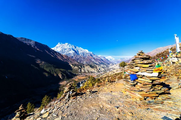 Vistas Panorámicas Popular Sendero Turístico Nepal Circuito Annapurna Camino Campamento — Foto de Stock