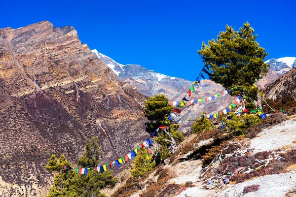 Panoramiczne Widoki Popularny Szlak Turystyczny Nepalu Annapurna Circuit Trail Droga — Zdjęcie stockowe