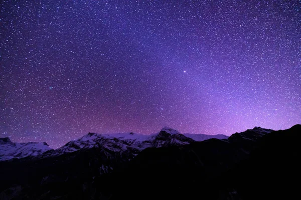 Láctea Montanhas Cena Incrível Com Montanhas Himalaia Céu Estrelado Noite — Fotografia de Stock