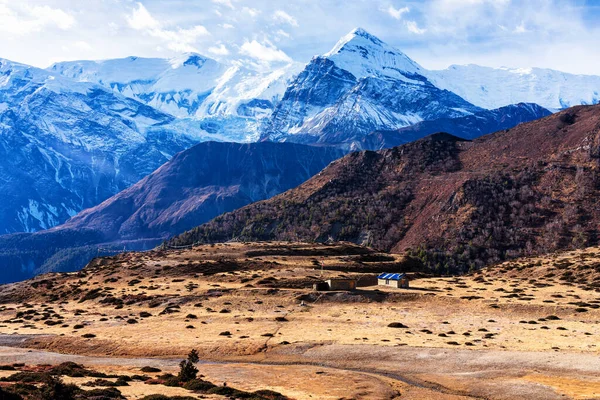 Panoramiczne Widoki Popularny Szlak Turystyczny Nepalu Annapurna Circuit Trail Droga — Zdjęcie stockowe