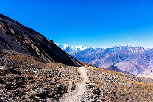 Vistas Panorámicas Popular Sendero Turístico Nepal Circuito Annapurna Camino Campamento — Foto de Stock