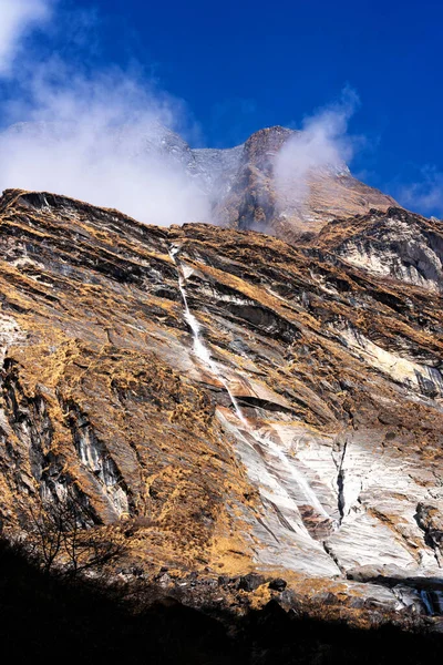 Randonnée Dans Région Annapurna Avec Annapurnas Arrière Plan — Photo
