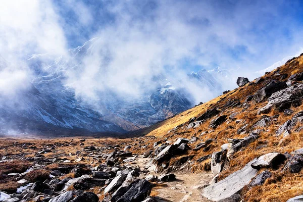 Panorama Del Pico Moditse También Llamado Annapurna Sur Vista Desde — Foto de Stock