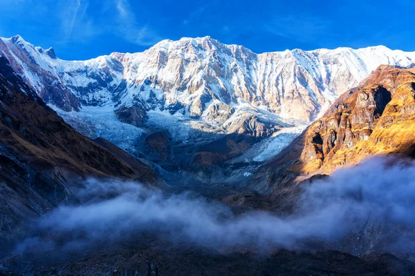 Vista Manhã Monte Annapurna Acampamento Base Annapurna Trilha Trekking Circuito — Fotografia de Stock