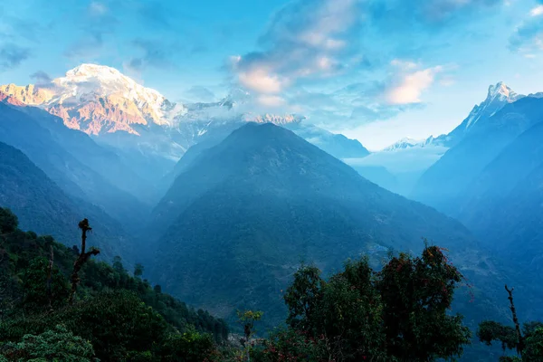 Panorama Pico Moditse Também Chamado Annapurna Sul Vista Acampamento Base — Fotografia de Stock