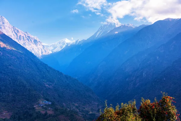 Panorama Moditse Peak Also Called Annapurna South View Annapurna Base — Stock Photo, Image