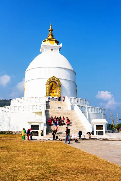 Pokhara Nepal Dev 2018 Weltfriedensstupa Der Nähe Von Pokhara Eine — Stockfoto