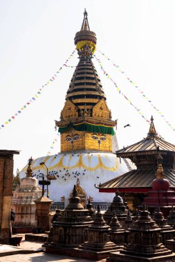 Stupa in Swayambhunath Maymun Tapınağı Katmandu, Nepal.