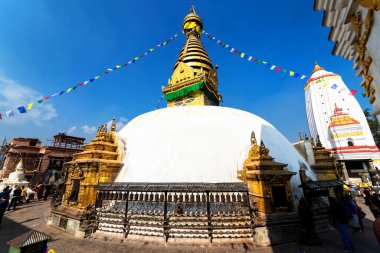 Stupa in Swayambhunath Maymun Tapınağı Katmandu, Nepal.