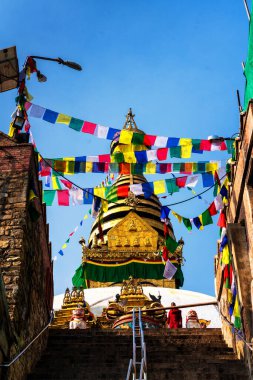 Stupa in Swayambhunath Maymun Tapınağı Katmandu, Nepal.