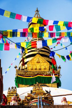 Stupa in Swayambhunath Maymun Tapınağı Katmandu, Nepal.