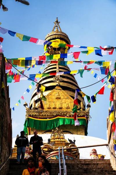 Stupa Dans Temple Swayambhunath Monkey Katmandou Népal — Photo