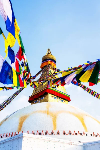 Bodhnath Stupa Nın Görüntüsü Dünyanın Iyi Budist Aptallarından Biri Katmandu — Stok fotoğraf