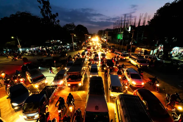Kathmandu Nepal Dec 2018 Congestão Tráfego Pesado Centro Cidade Katmandu — Fotografia de Stock