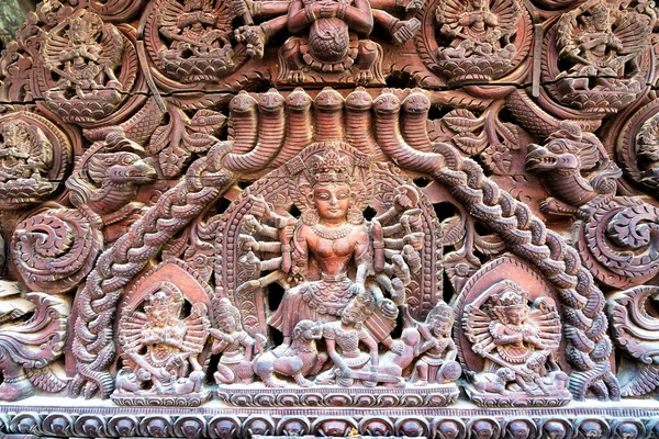 Sculptures Érotiques Sur Bois Ancien Temple Hindou Pashupatinath Katmandou Népal — Photo