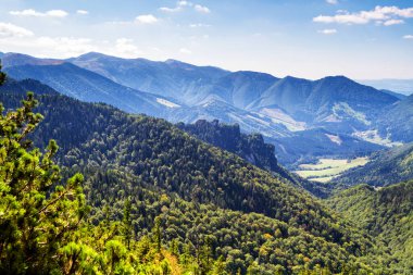 Mala Fatra Ulusal Parkı 'ndaki Küçük Rozsutec' ten güzel bir dağ manzarası, Slovakya Cumhuriyeti 'ndeki Terchova bölgesi, Europa