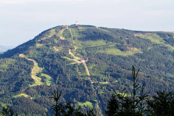 Vue Montagne Polonaise Skrzyczne Depuis Les Montagnes Beskidy Sommet Klimczok — Photo