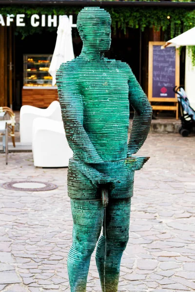 Praga República Checa Agosto 2018 Escultura Estatuas Orinando David Cerny — Foto de Stock