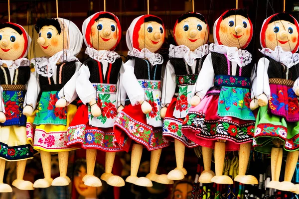 Colorful Marionettes Sale Streets Prague — Stock Photo, Image