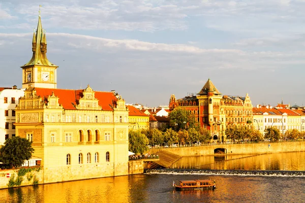 Scenic View Vltava River Historical Center Prague Buildings Landmarks Old Royalty Free Stock Images