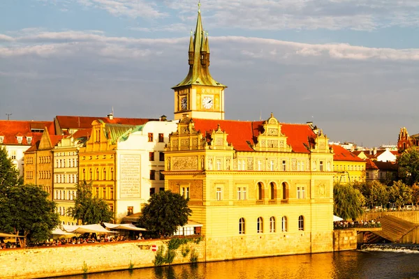 Scenic View Vltava River Historical Center Prague Buildings Landmarks Old Royalty Free Stock Photos