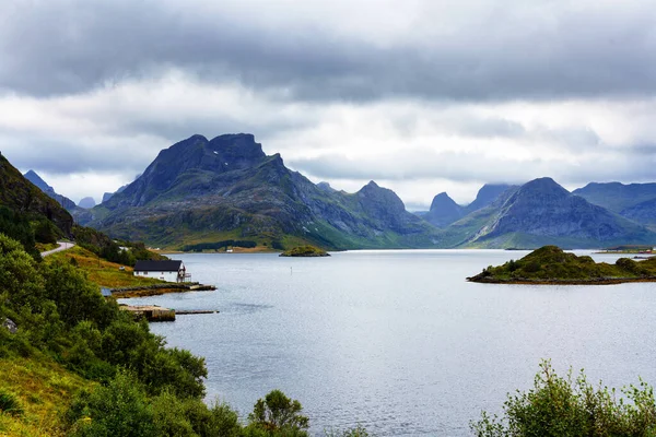 Typical Lofoten Bay View Scene Lovely Day Lofoten Islands Popular — Stock Photo, Image