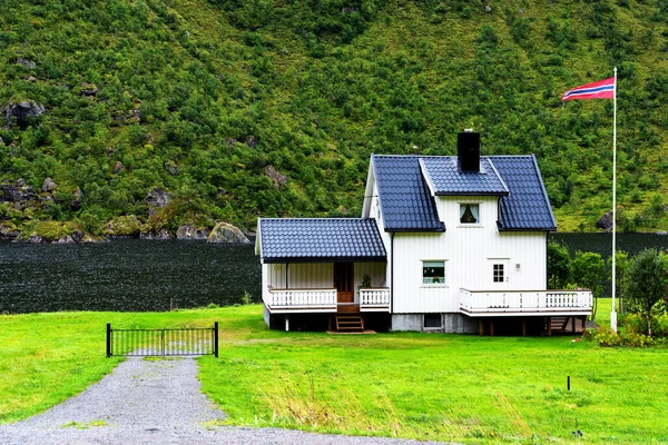 Maison Consommation Nordique Traditionnelle Bois Dans Archipel Lofoten Norvège — Photo