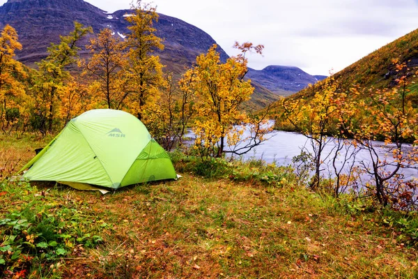 Tamok Valley Norwegen September 2019 Einsames Zelt Strand Der Norwegischen — Stockfoto