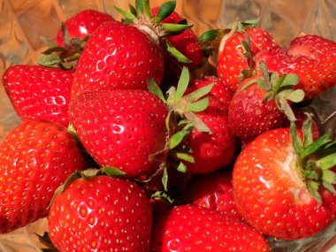 Çilekler ilk mahsulü yakın plan çeker.