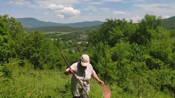Beundran För Landskapet Promenad Skogen Berget Krim — Stockvideo