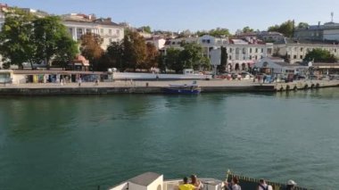 Kırım Yarımadası. Güneşli bir sabah Sivastopol ve Sivastopol Körfezi seti.