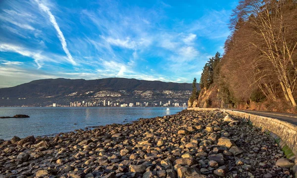 Stanley Park Vancouver Skalnatá Pláž Nábřeží Nábřeží Době Odlivu Podzim — Stock fotografie