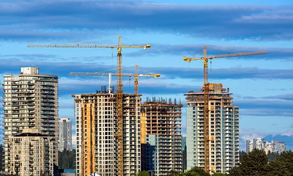 Construction New Residential Area High Rise Buildings Sky Train Station — Stock Photo, Image