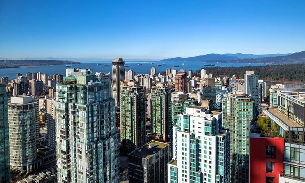 Luftaufnahme Der Innenstadt Von Vancouver Und Vancouver Hafen Und Die — Stockfoto