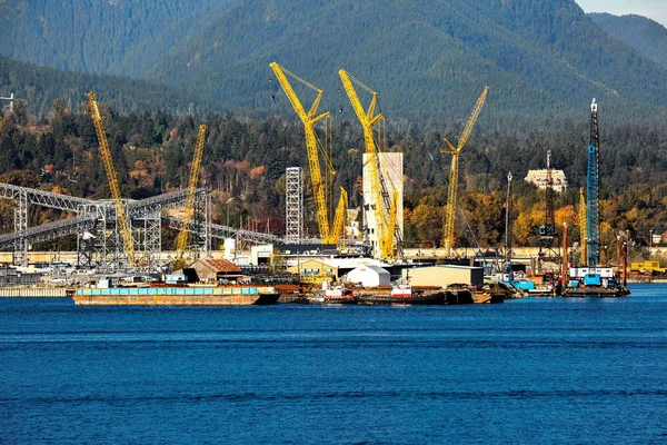 Krajobrazu Miejskiego North Vancouver North Vancouver Sea Port Strefa Przemysłowa — Zdjęcie stockowe